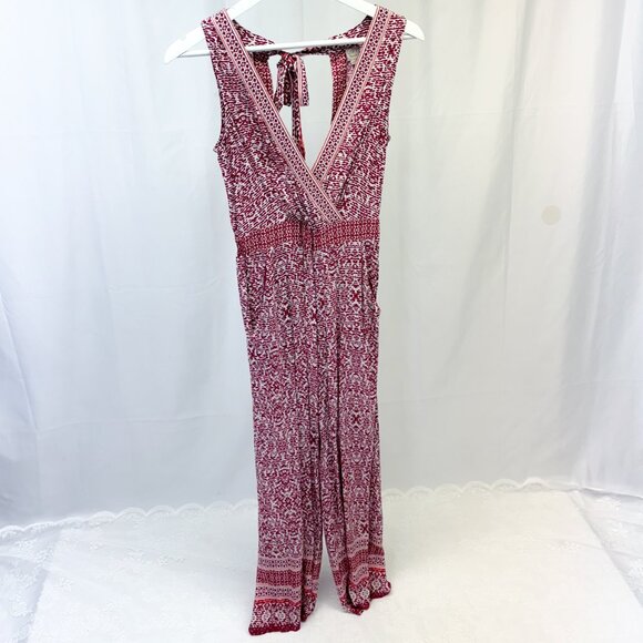 LOFT beach Women's Backless Romper Red Wine Vacation Style with Pockets - Picture 5 of 15